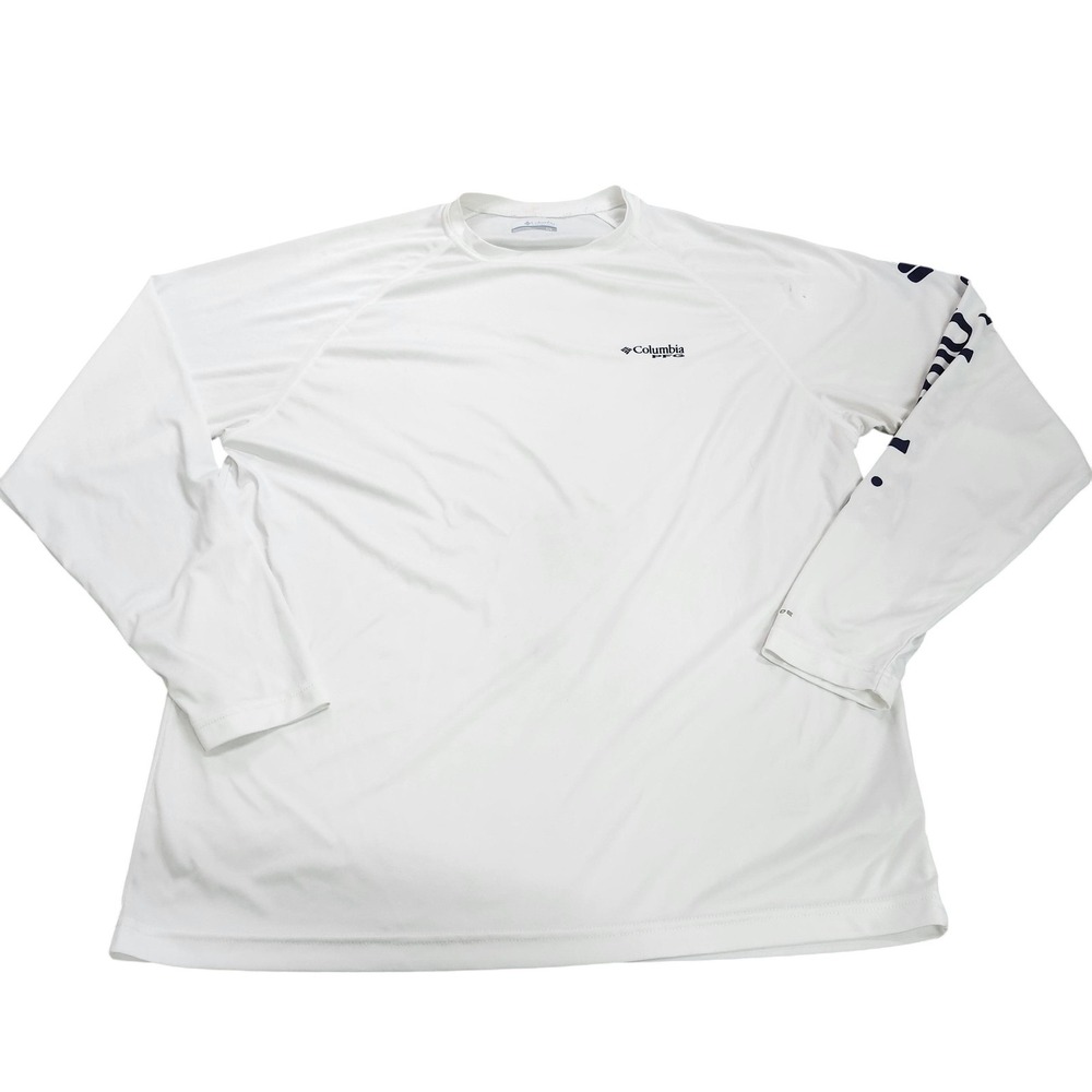 Columbia PFG Shirt Mens Large White Long Sleeve Fishing Performance UV Quick Dry